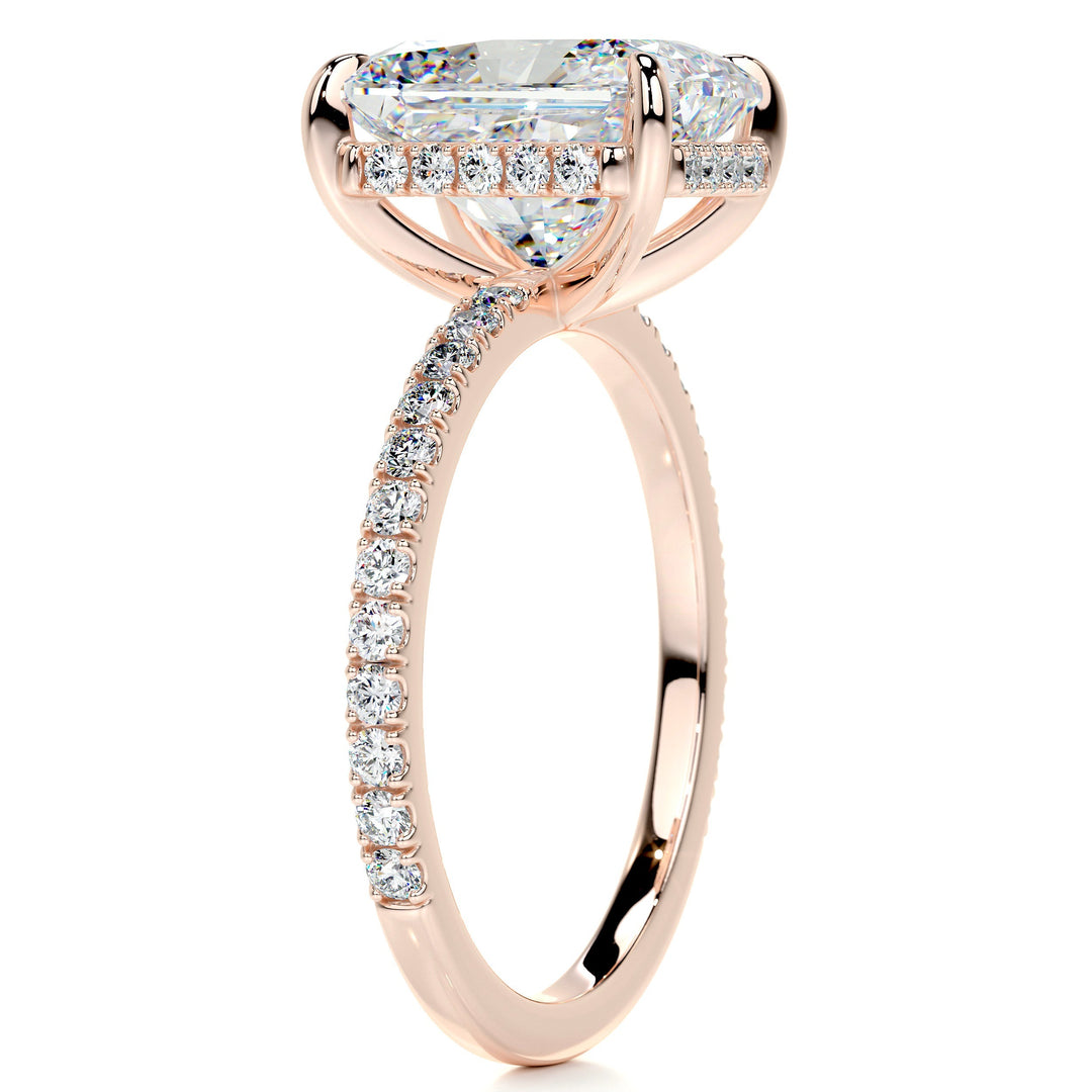 Clover Moissanite & Diamonds Ring Moissanite 14K Rose 2.7 Carat Round#material_14k-rose