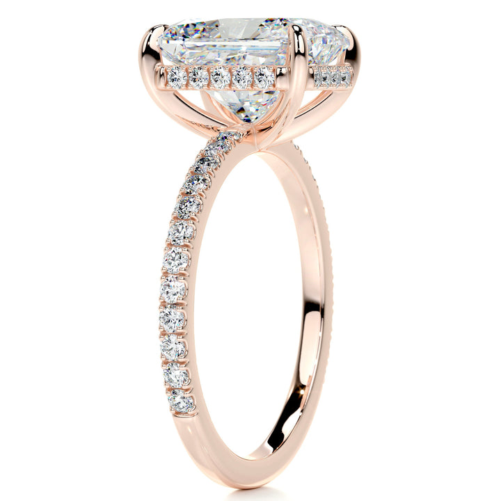 Clover Moissanite & Diamonds Ring Moissanite 14K Rose 2.7 Carat Round#material_14k-rose