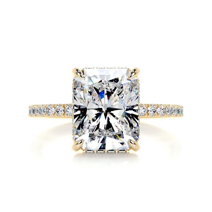 Clover Moissanite & Diamonds Ring Moissanite 18K Gold 1 Carat Round#material_18k-gold