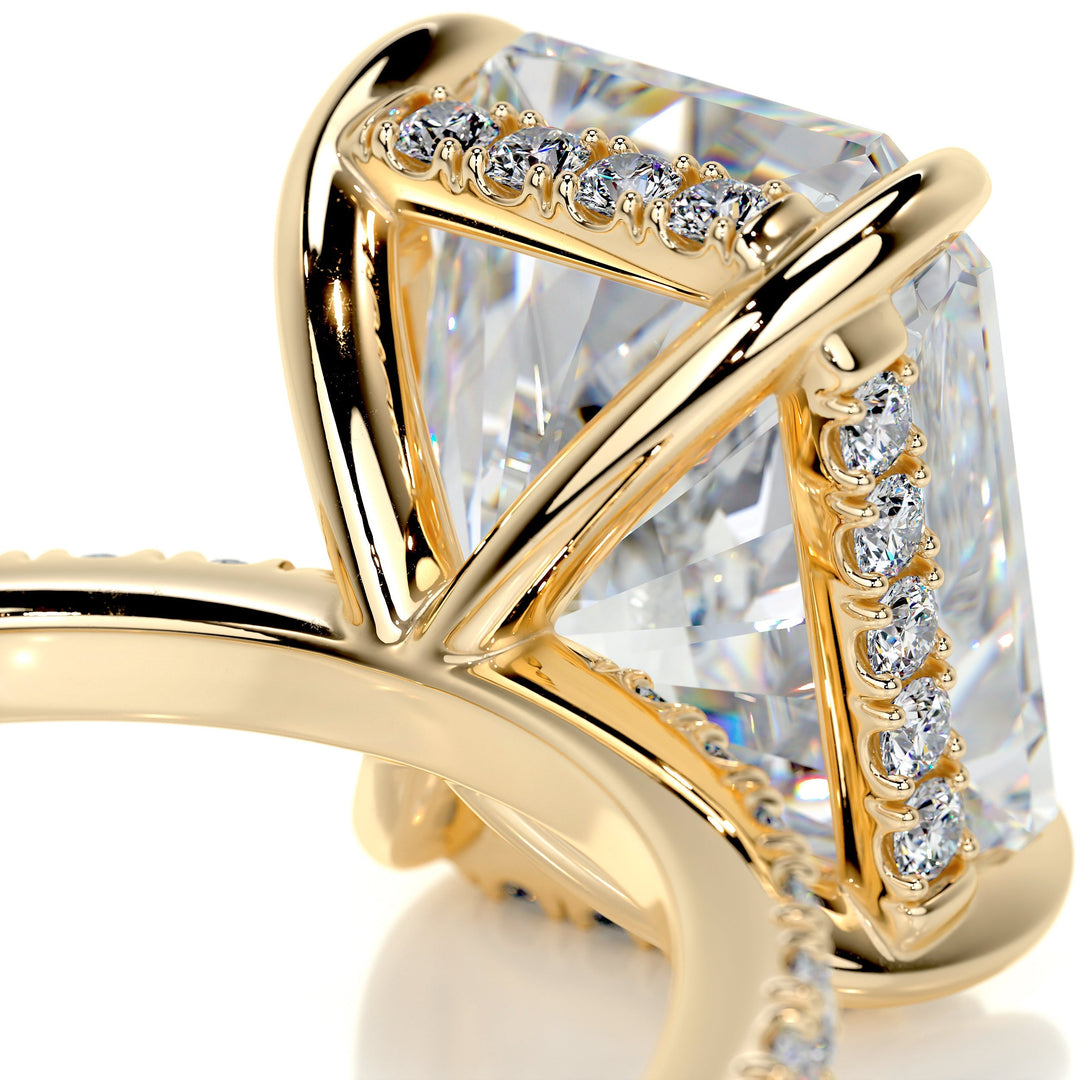 Clover Moissanite & Diamonds Ring Moissanite 18K Gold 3.8 Carat Round#material_18k-gold