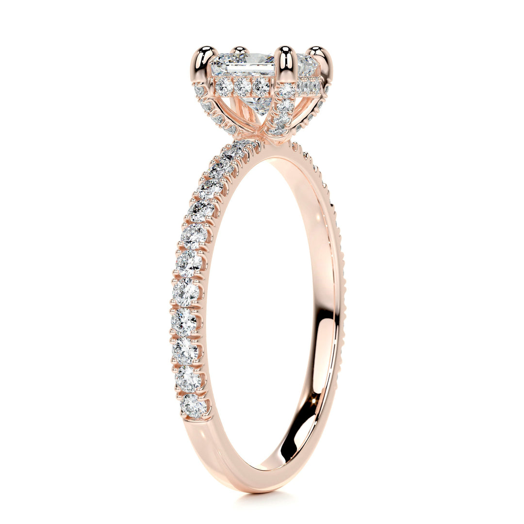 Cora Moissanite & Diamonds Ring Moissanite 14K Rose 2 Carat Round#material_14k-rose