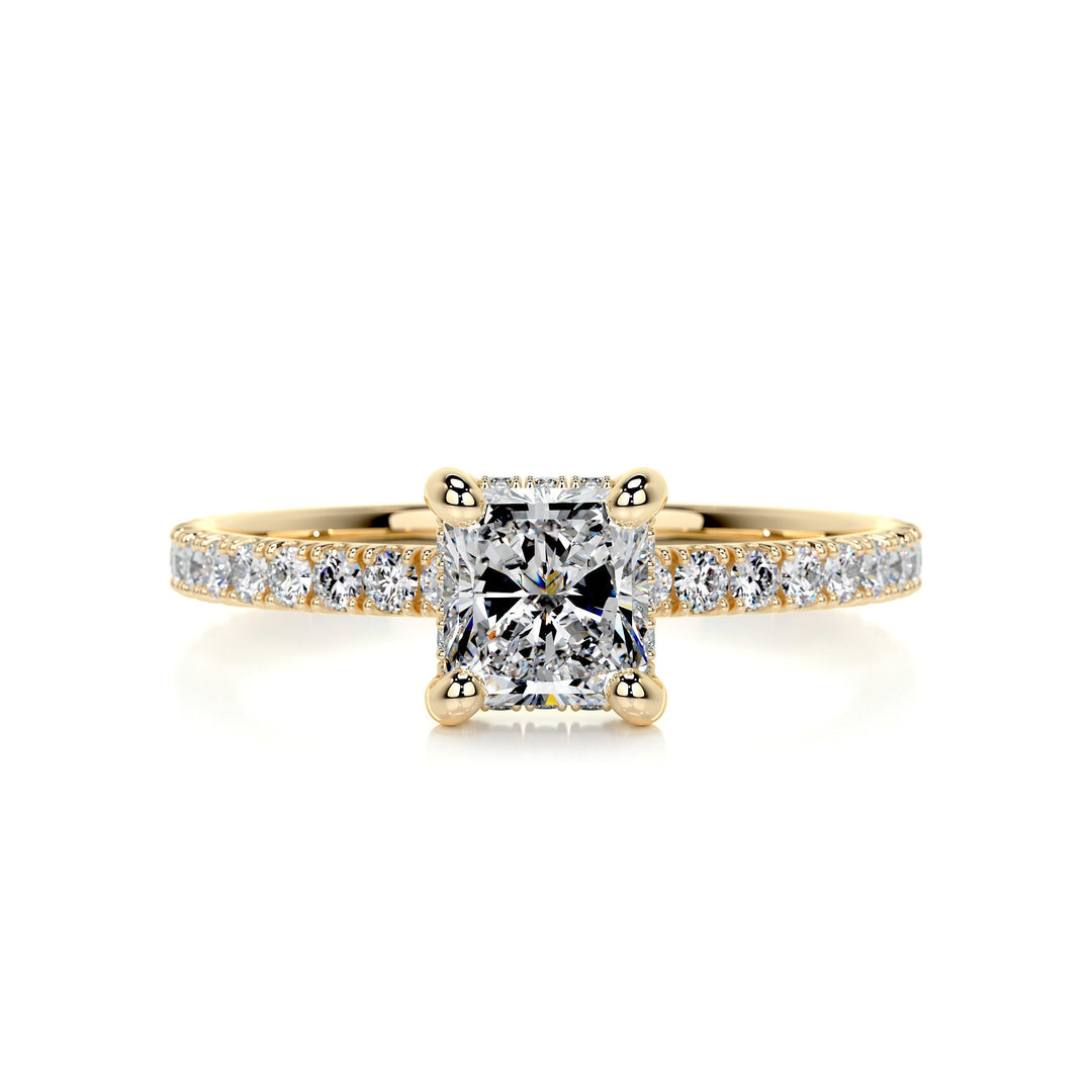 Cora Moissanite & Diamonds Ring Moissanite 18K Gold 1 Carat Round#material_18k-gold