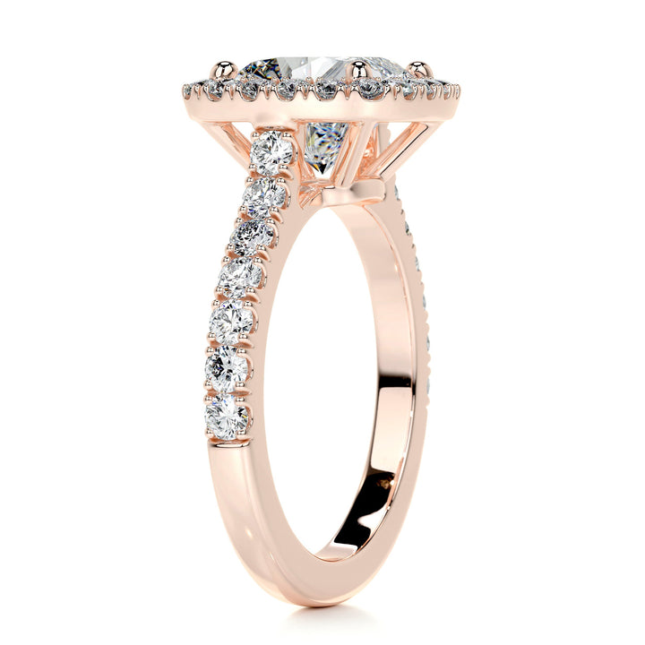 Courtney Moissanite & Diamonds Ring Moissanite 14K Rose 2 Carat Round#material_14k-rose