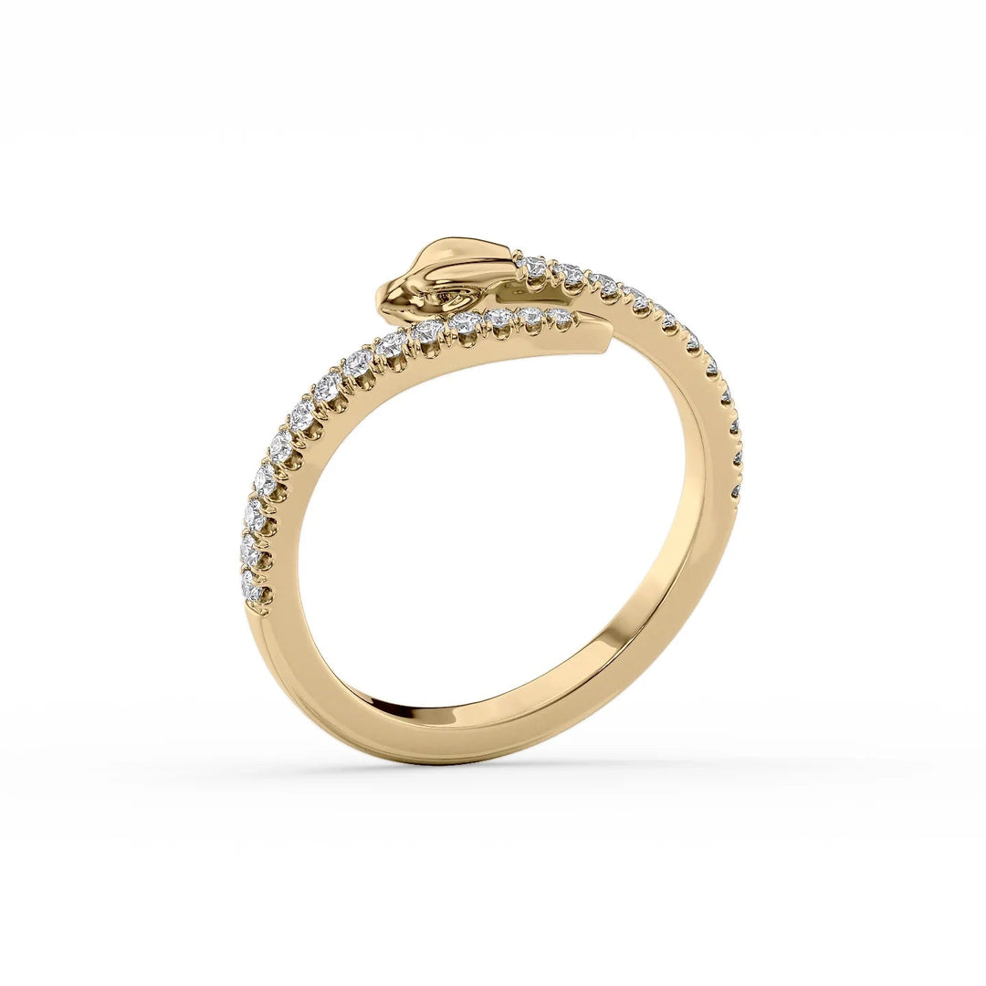 Curly Snake Stackable Rings 14K Gold Round Lab Diamonds#material_14k-gold