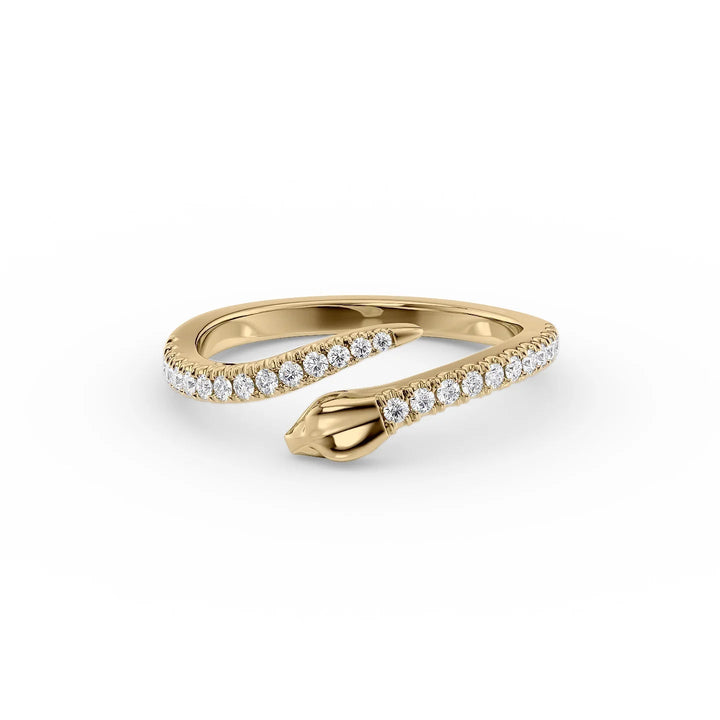 Curly Snake Stackable Rings 14K Gold Round Lab Diamonds#material_14k-gold