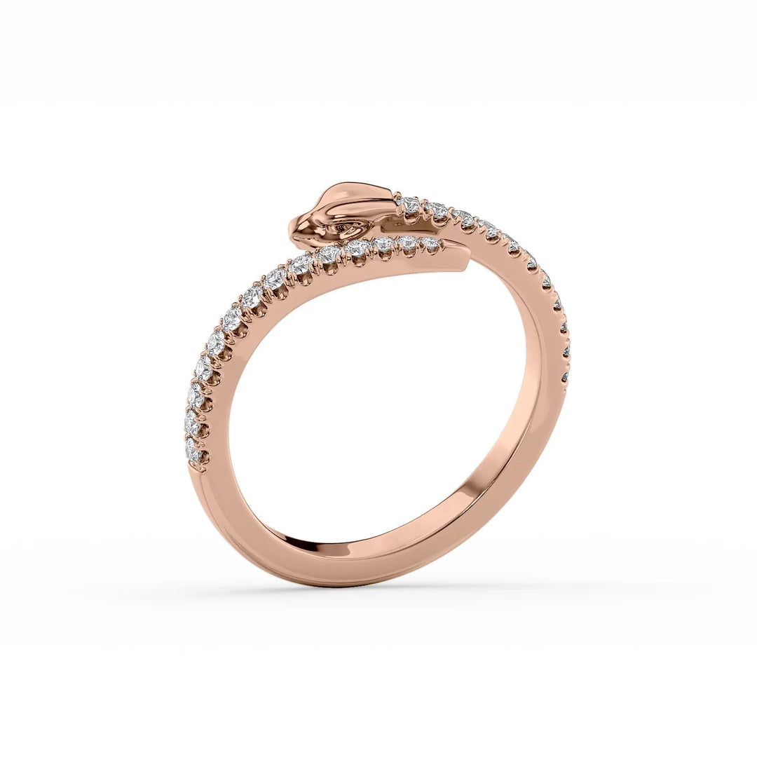 Curly Snake Stackable Rings 14K Rose Round Lab Diamonds#material_14k-rose