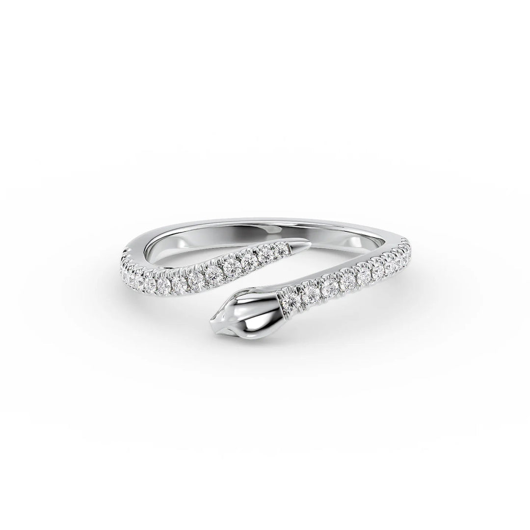 Curly Snake Stackable Rings 14K White Round Lab Diamonds#material_14k-white