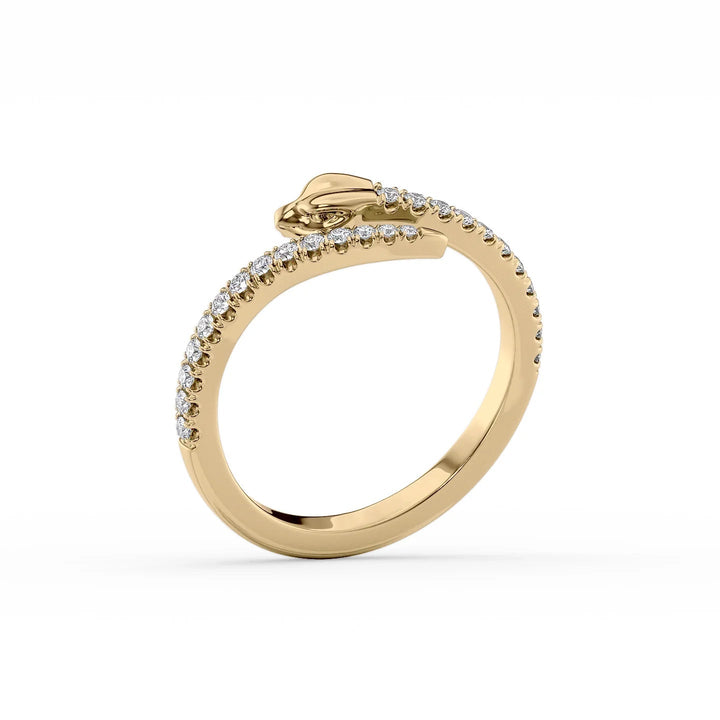 Curly Snake Stackable Rings 18K Gold Round Lab Diamonds#material_18k-gold