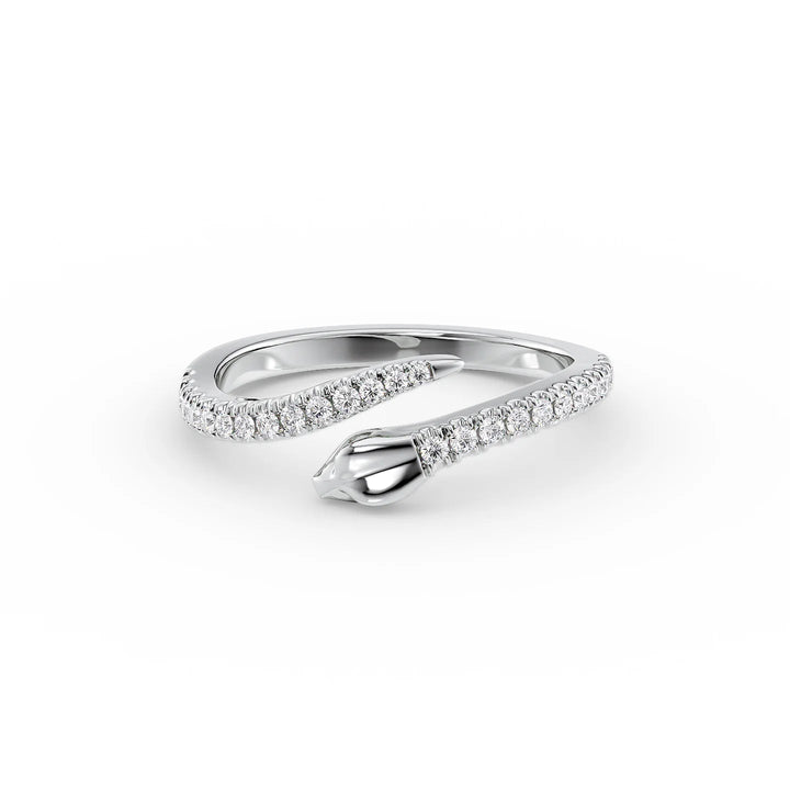 Curly Snake Stackable Rings 18K White Round Lab Diamonds#material_18k-white