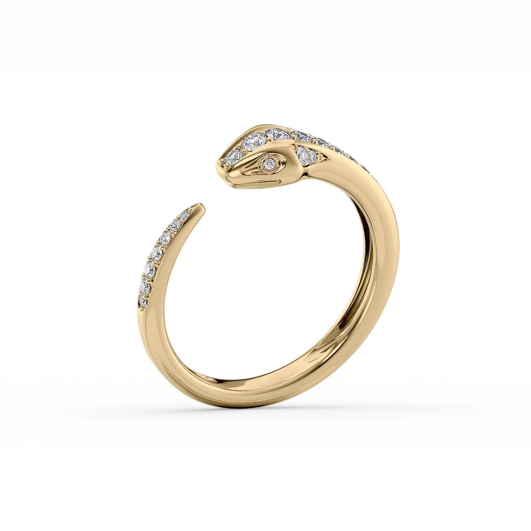 Diamond Snake Ring Stackable Rings 14K Gold Round Lab Diamonds#material_14k-gold