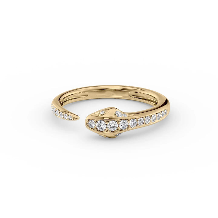 Diamond Snake Ring Stackable Rings 14K Gold Round Lab Diamonds#material_14k-gold