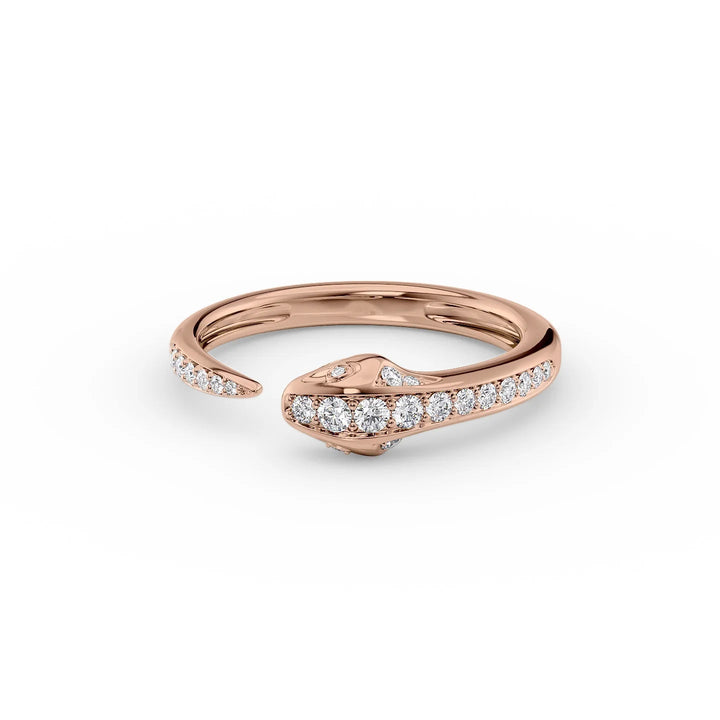 Diamond Snake Ring Stackable Rings 14K Rose Round Lab Diamonds#material_14k-rose