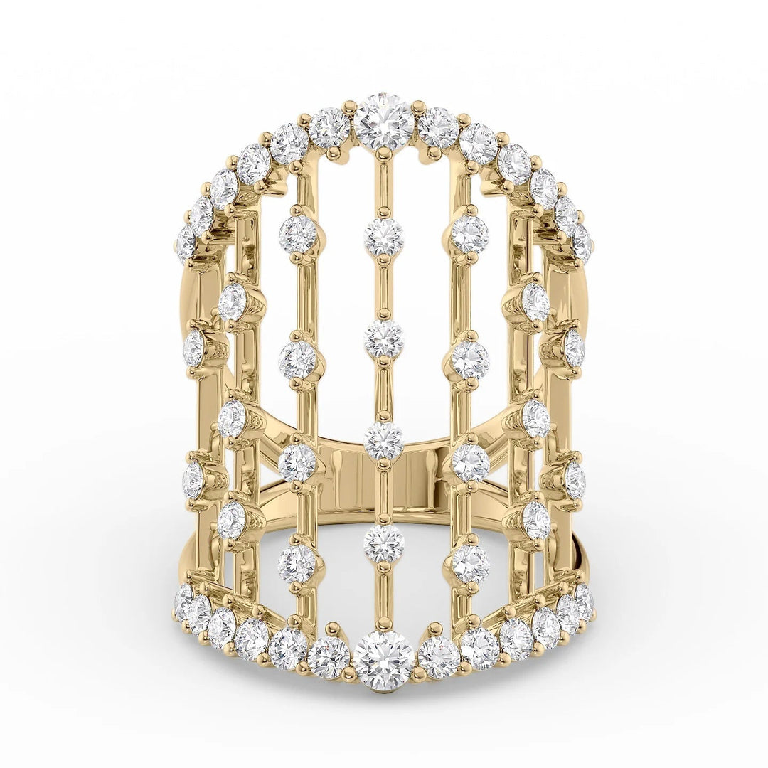 Distance Diamond Ring Statement Rings 18K Gold Round Lab Diamonds#material_18k-gold