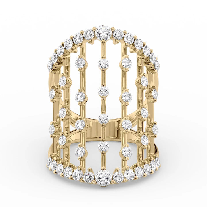 Distance Diamond Ring Statement Rings 18K Gold Round Lab Diamonds#material_18k-gold