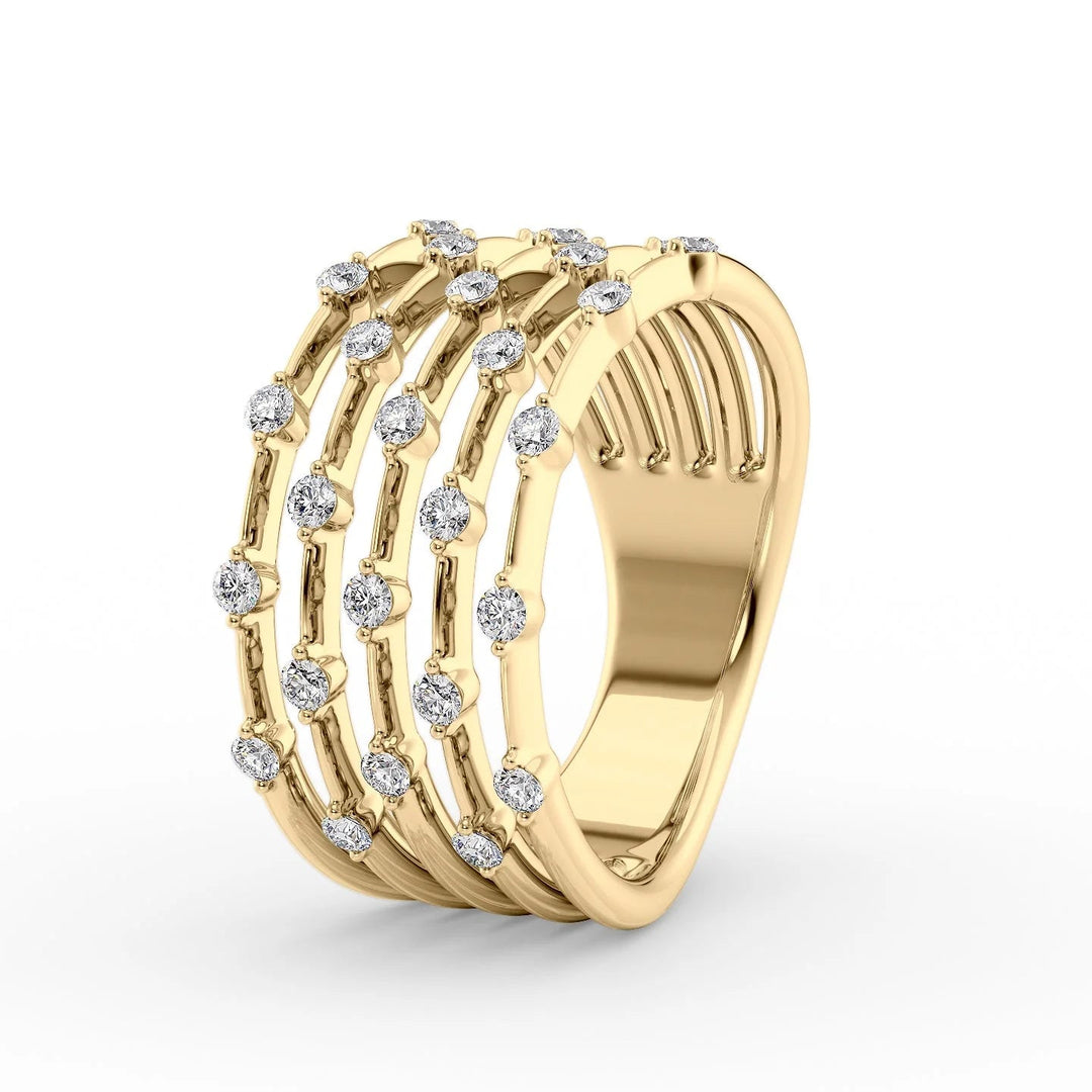 Distance Multi Ring Statement Rings 14K Gold Round Lab Diamonds#material_14k-gold