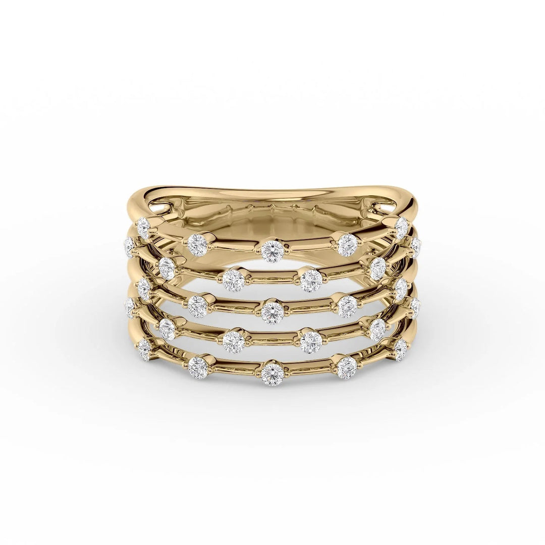 Distance Multi Ring Statement Rings 14K Gold Round Lab Diamonds#material_14k-gold