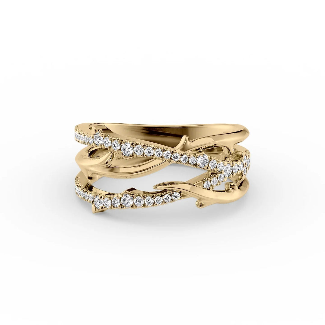 Double Pave Coco Stackable Rings 14K Gold Round Lab Diamonds#material_14k-gold