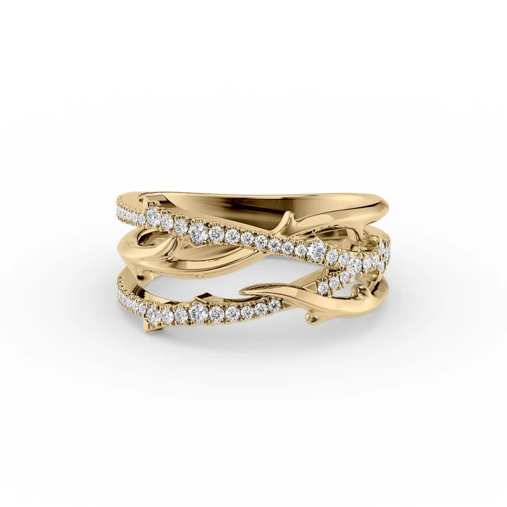 Double Pave Coco Stackable Rings 14K Gold Round Lab Diamonds#material_14k-gold