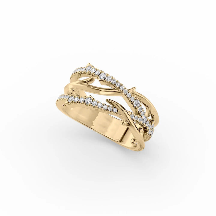 Double Pave Coco Stackable Rings 14K Gold Round Lab Diamonds#material_14k-gold