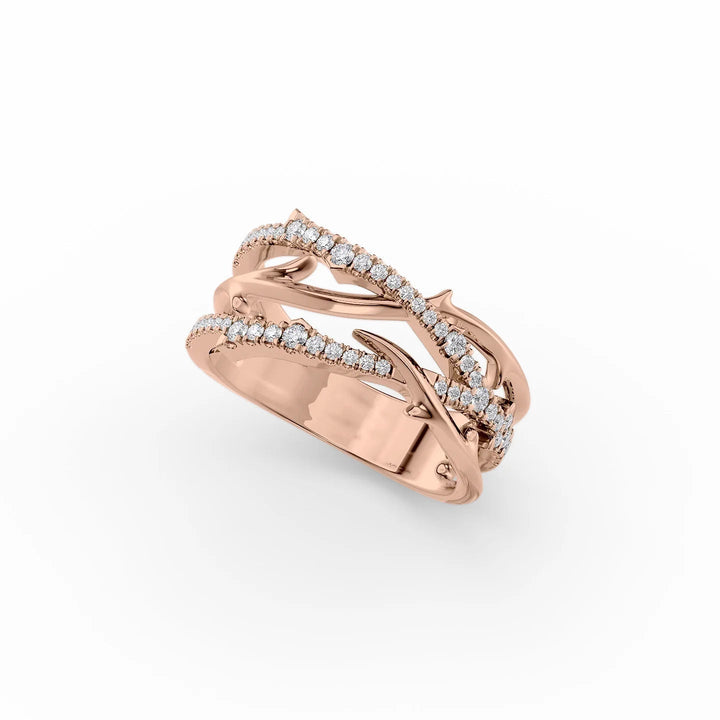 Double Pave Coco Stackable Rings 14K Rose Round Lab Diamonds#material_14k-rose