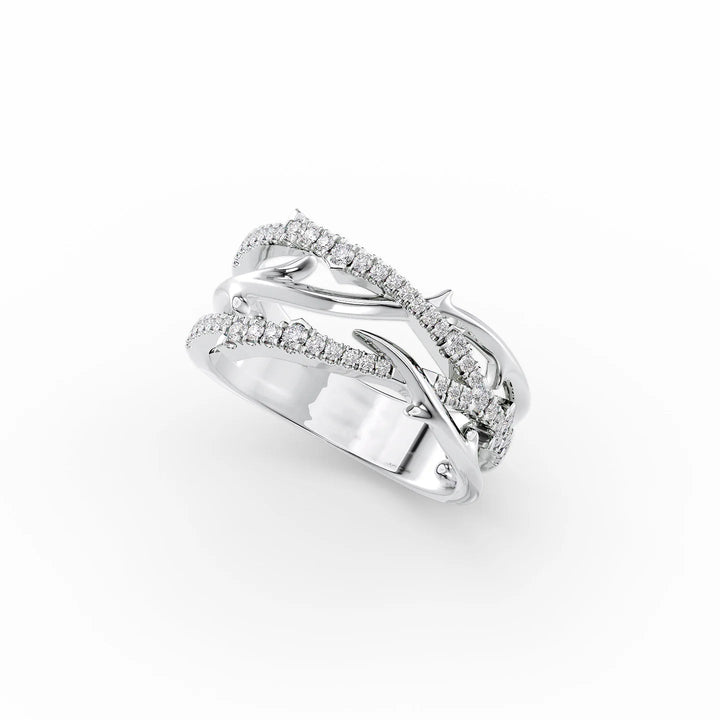 Double Pave Coco Stackable Rings 14K White Round Lab Diamonds#material_14k-white