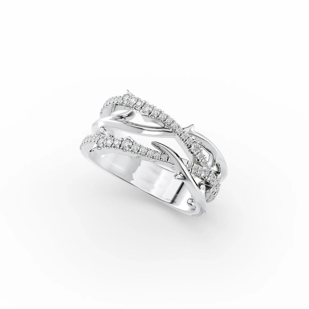 Double Pave Coco Stackable Rings 18K White Round Lab Diamonds#material_18k-white