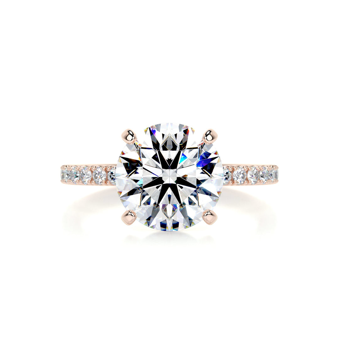 Gianna Moissanite & Diamonds Ring Moissanite 14K Rose 1 Carat Round#material_14k-rose