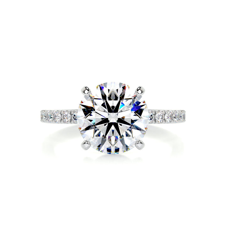 Gianna Moissanite & Diamonds Ring Moissanite 14K White 1 Carat Round#material_14k-white