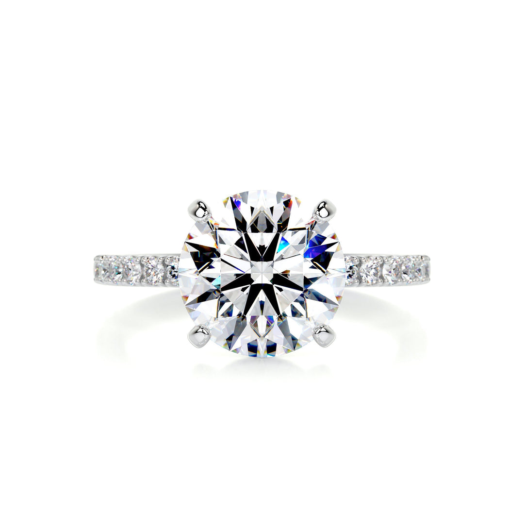 Gianna Moissanite & Diamonds Ring Moissanite 18K White 1 Carat Round#material_18k-white