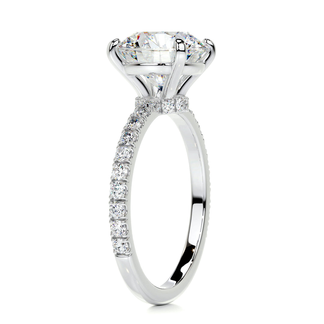 Gianna Moissanite & Diamonds Ring Moissanite 18K White 2 Carat Round#material_18k-white