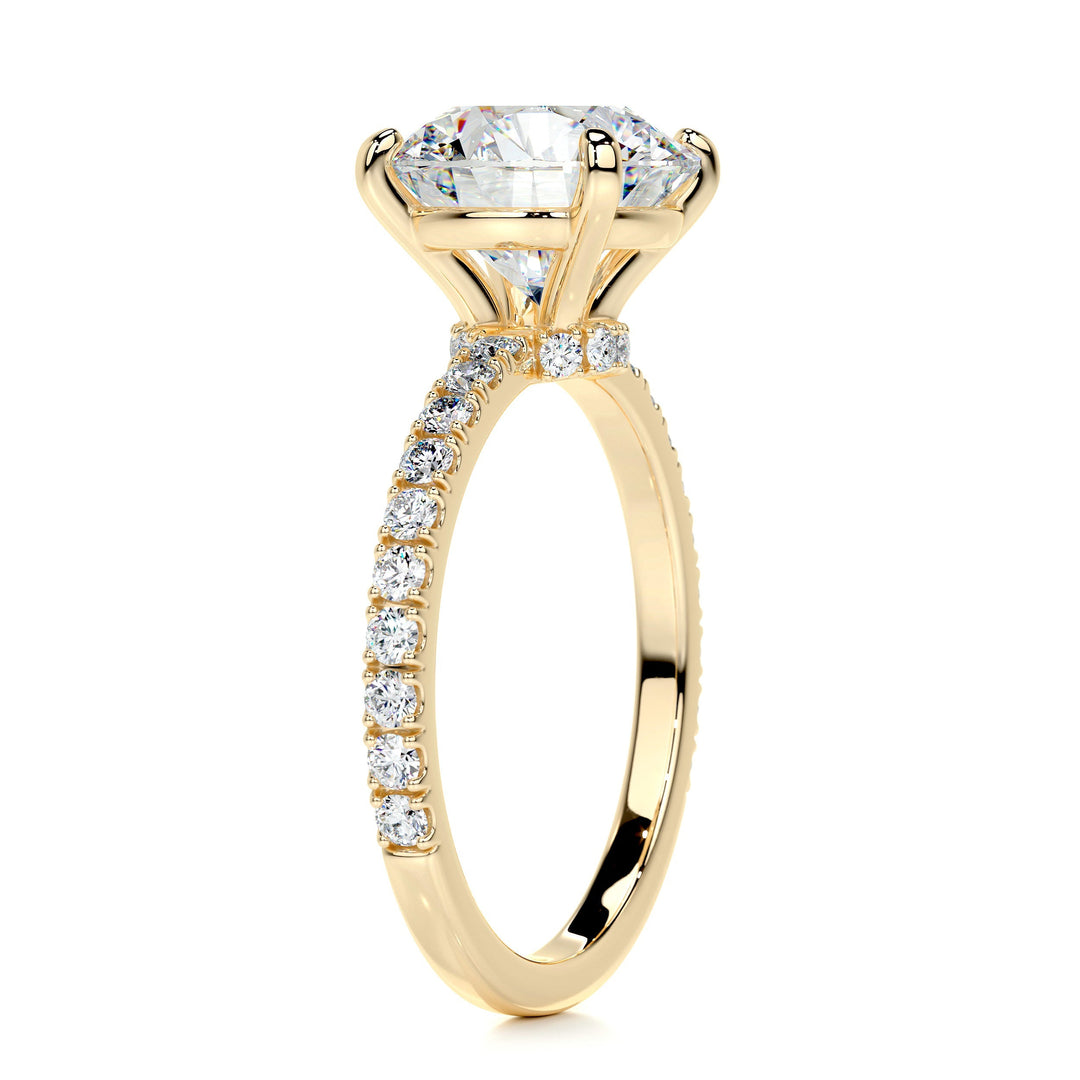 Gianna Moissanite & Diamonds Ring Moissanite 18K Gold 2 Carat Round#material_18k-gold