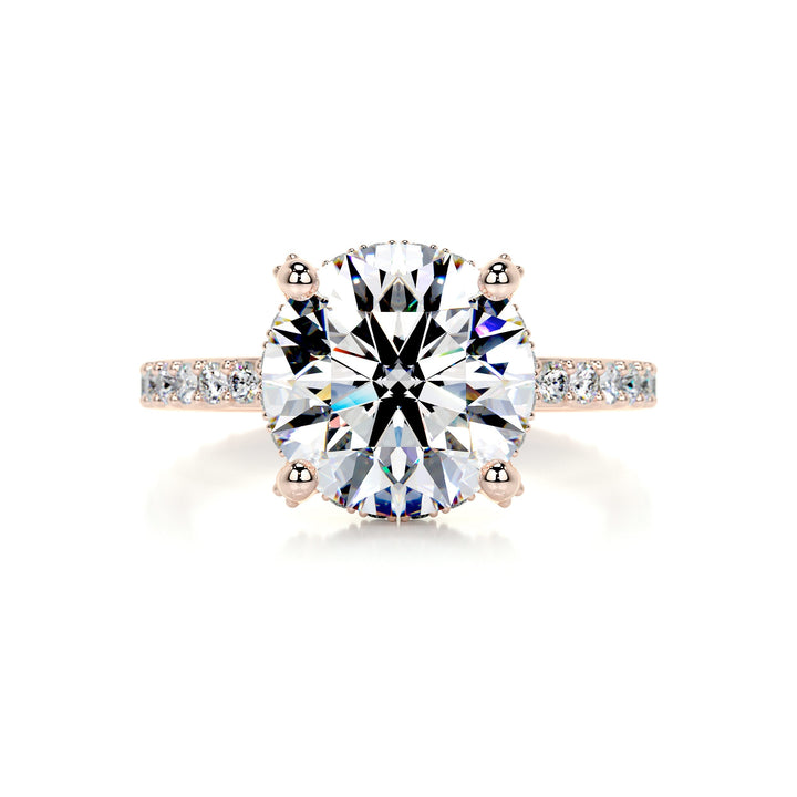 Jordan Moissanite & Diamonds Ring Moissanite 14K Rose 1 Carat Round#material_14k-rose