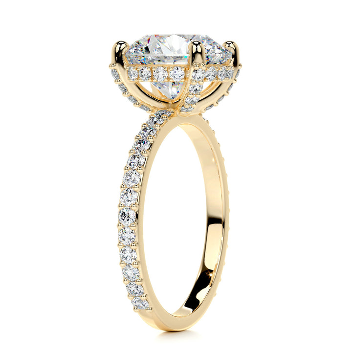 Jordan Moissanite & Diamonds Ring Moissanite 18K Gold 2 Carat Round#material_18k-gold