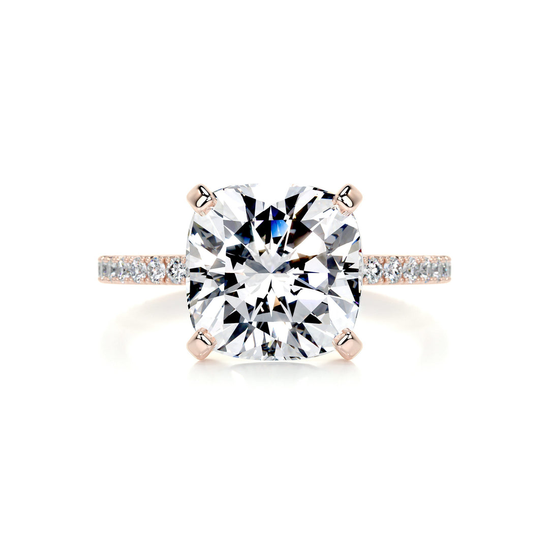 Julia Moissanite & Diamonds Ring Moissanite 14K Rose 1 Carat Round#material_14k-rose