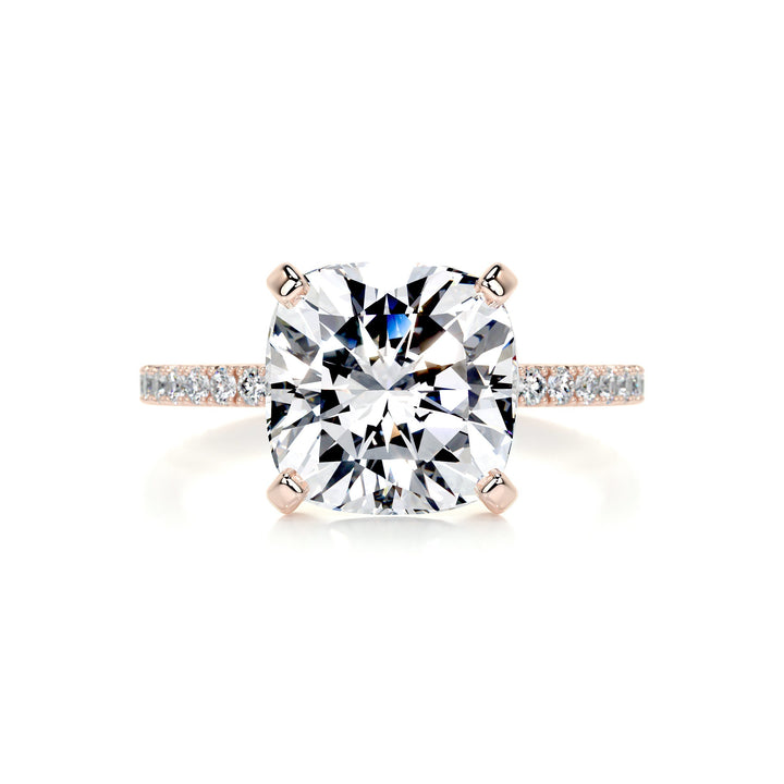 Julia Moissanite & Diamonds Ring Moissanite 14K Rose 1 Carat Round#material_14k-rose