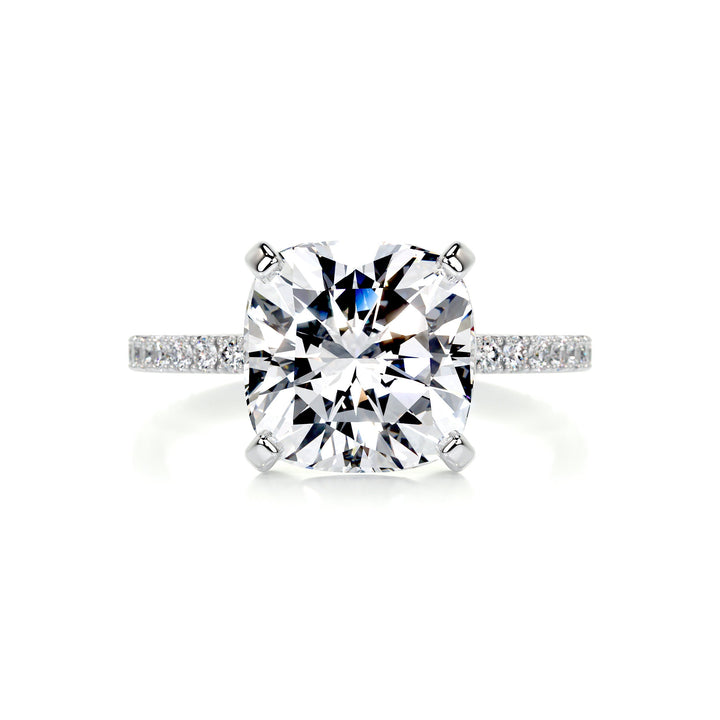 Julia Moissanite & Diamonds Ring Moissanite 14K White 1 Carat Round#material_14k-white