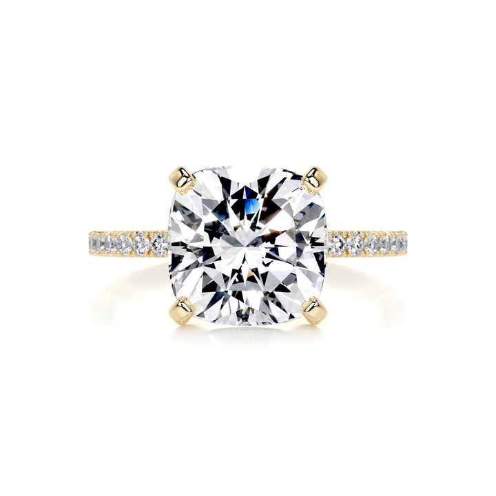 Julia Moissanite & Diamonds Ring Moissanite 18K Gold 1 Carat Round#material_18k-gold