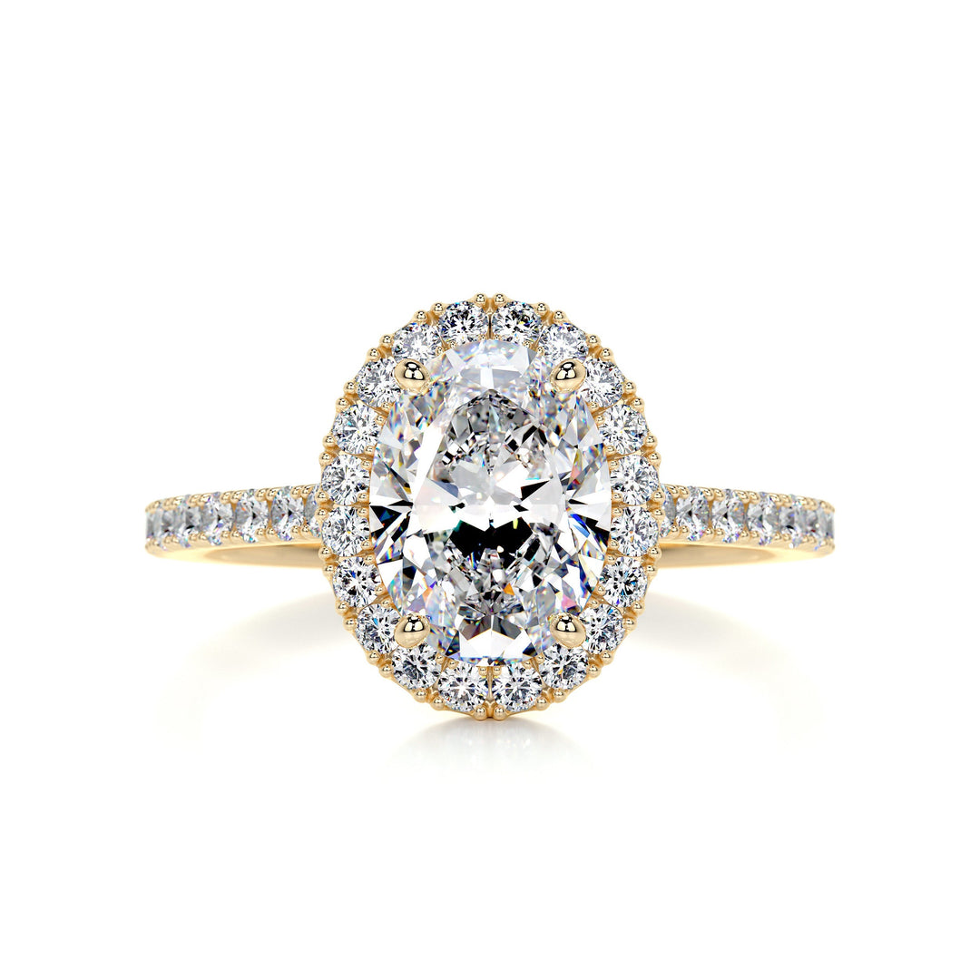 Landry Moissanite & Diamonds Ring Moissanite 18K Gold 1 Carat Round#material_18k-gold