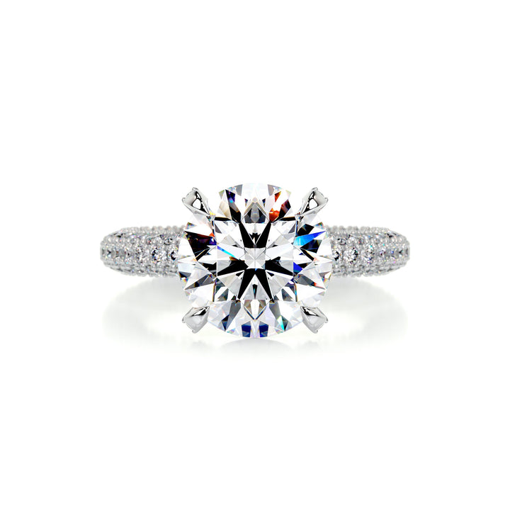 Lassie Moissanite & Diamonds Ring Moissanite 18K White 1 Carat Round#material_18k-white