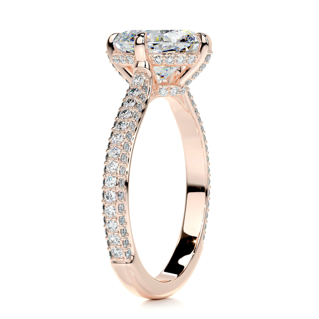 Leah Oval Moissanite & Diamonds Ring Moissanite 14K Rose 2.15 Carat Round#material_14k-rose