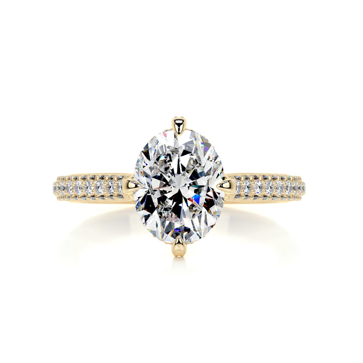 Leah Oval Moissanite & Diamonds Ring Moissanite 18K Gold 1 Carat Round#material_18k-gold