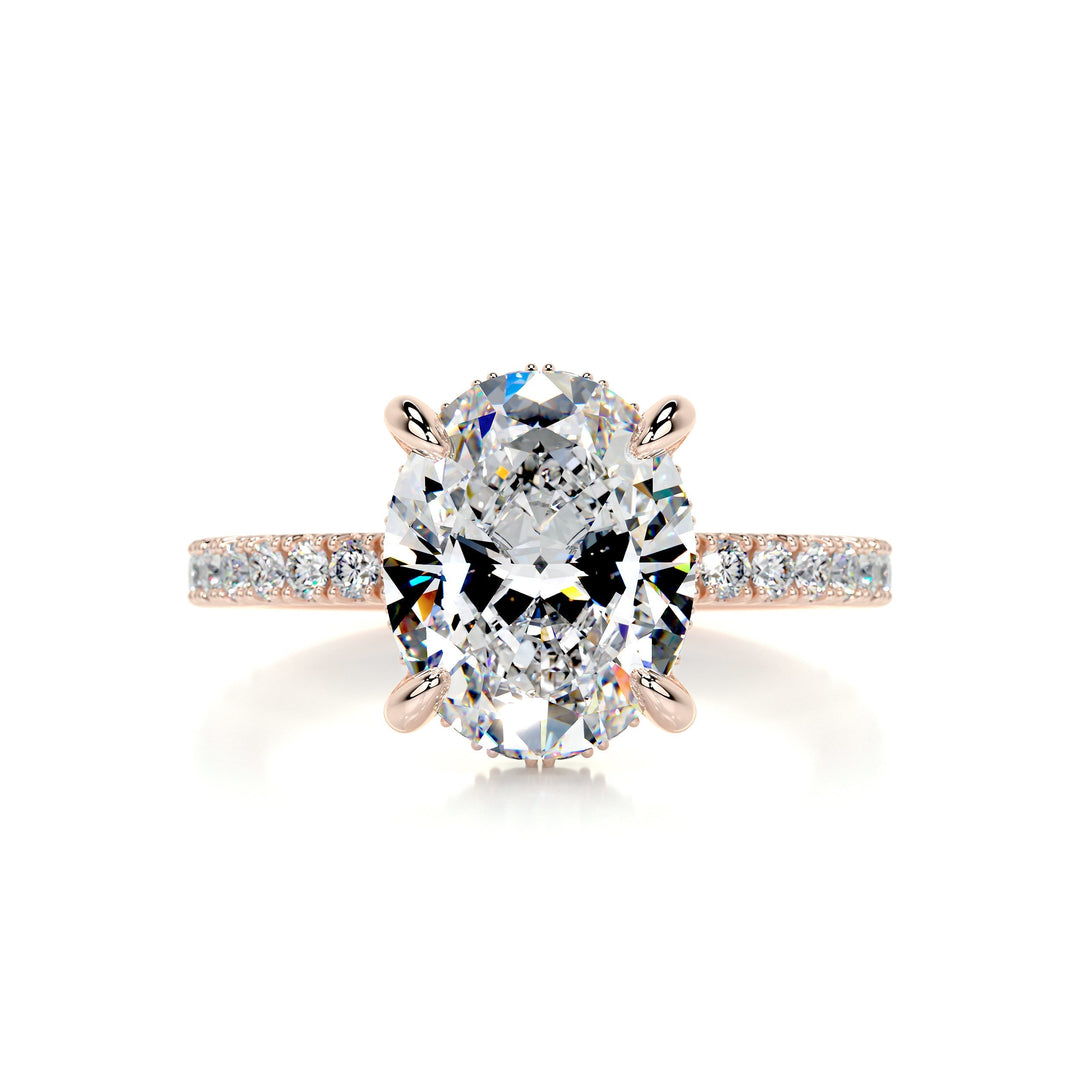 Lynn Moissanite & Diamonds Ring Moissanite 14K Rose 1 Carat Round#material_14k-rose