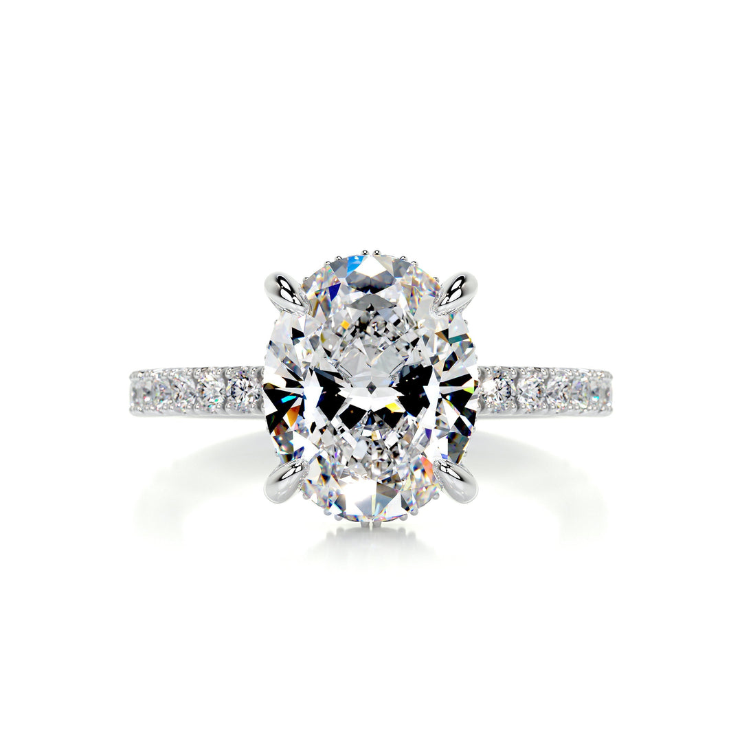 Lynn Moissanite & Diamonds Ring Moissanite 14K White 1 Carat Round#material_14k-white