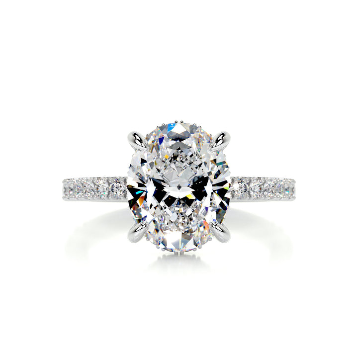 Lynn Moissanite & Diamonds Ring Moissanite 18K White 1 Carat Round#material_18k-white