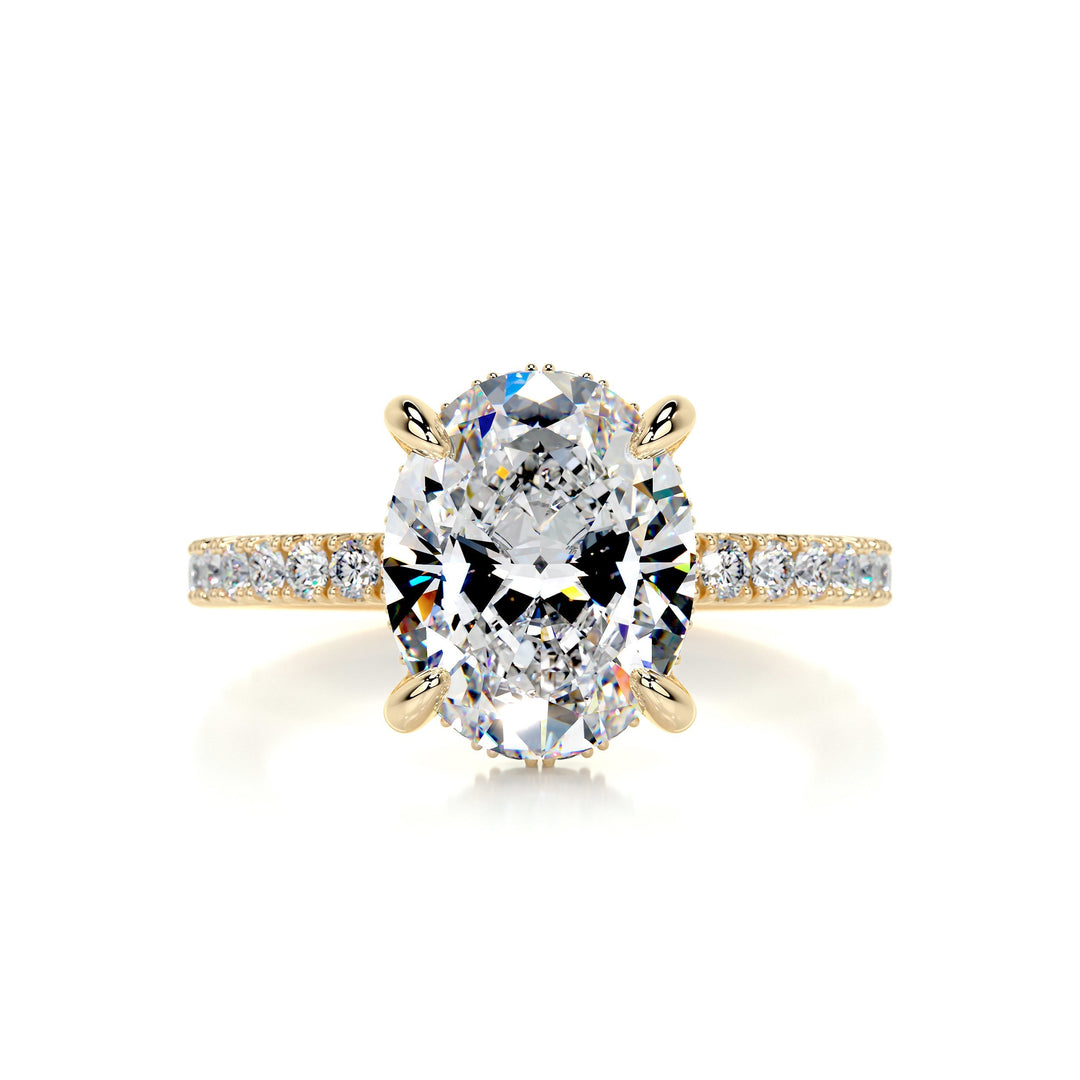 Lynn Moissanite & Diamonds Ring Moissanite 18K Gold 1 Carat Round#material_18k-gold