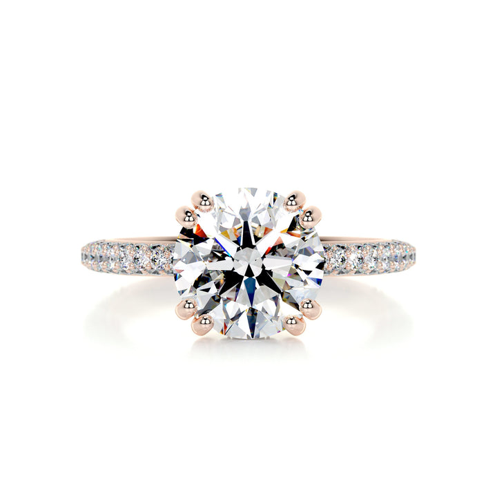 Madeline Moissanite & Diamonds Ring Moissanite 14K Rose 1 Carat Round#material_14k-rose