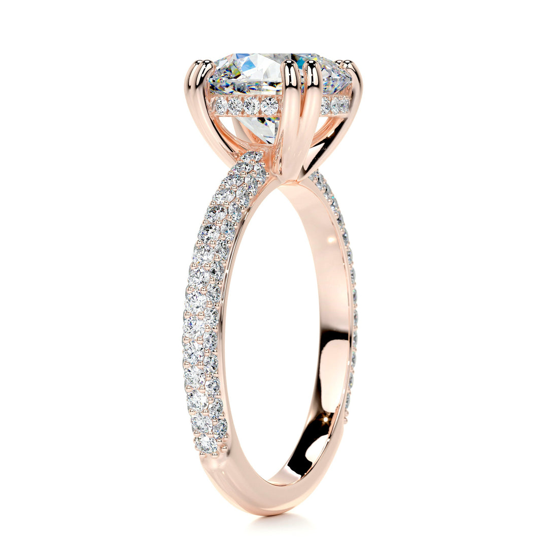 Madeline Moissanite & Diamonds Ring Moissanite 14K Rose 2 Carat Round#material_14k-rose