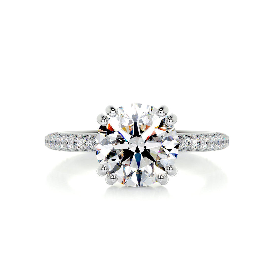 Madeline Moissanite & Diamonds Ring Moissanite 14K White 1 Carat Round#material_14k-white