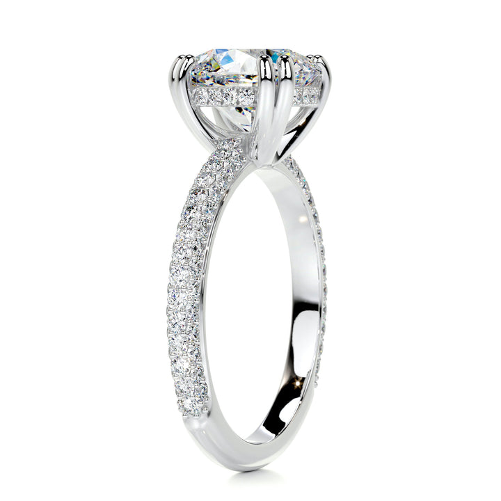 Madeline Moissanite & Diamonds Ring Moissanite 14K White 2 Carat Round#material_14k-white