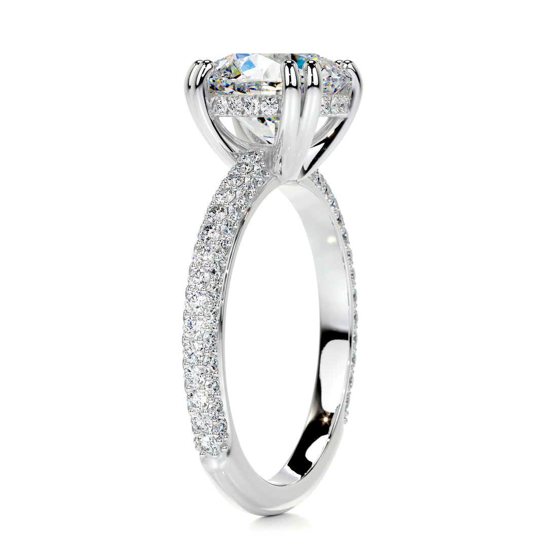 Madeline Moissanite & Diamonds Ring Moissanite 18K White 2 Carat Round#material_18k-white